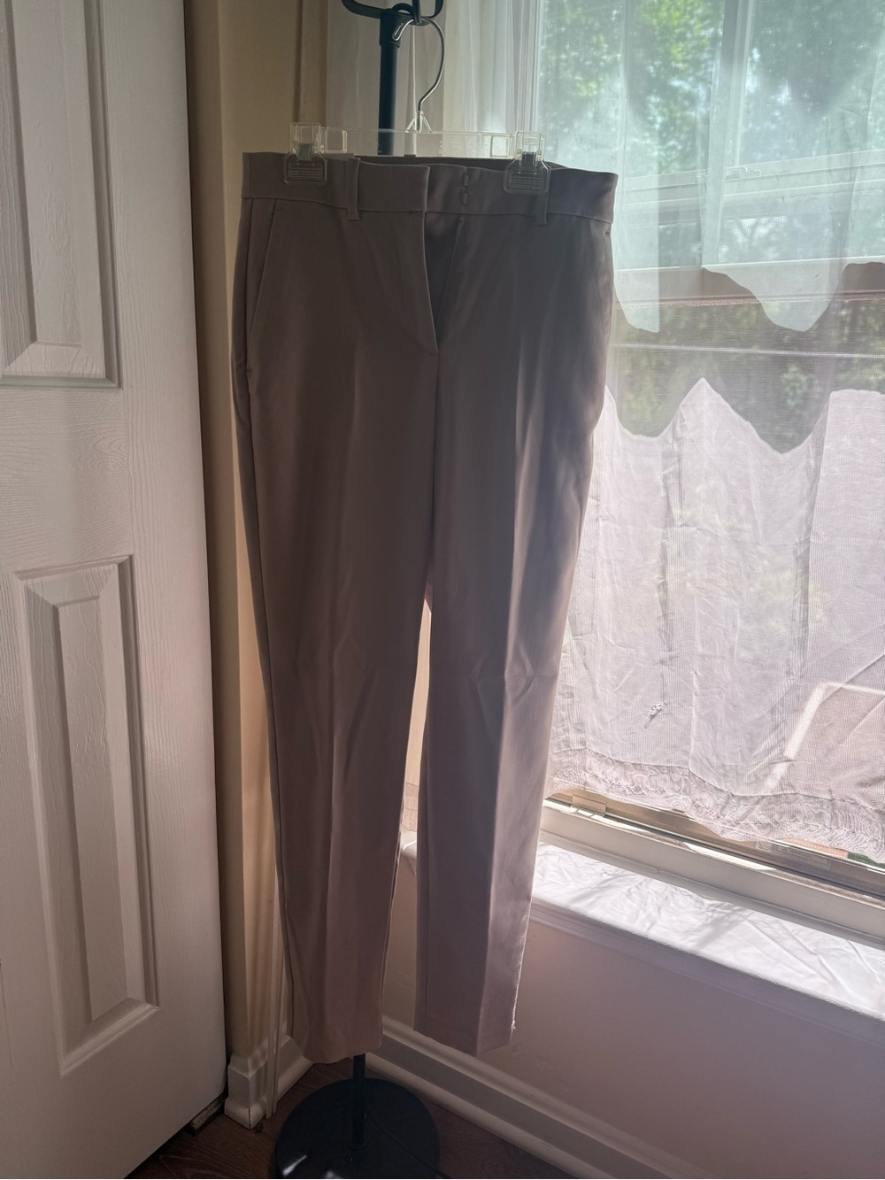 TWO Women’s Elastic Waist Slacks Ankle Length - Beige and Pink